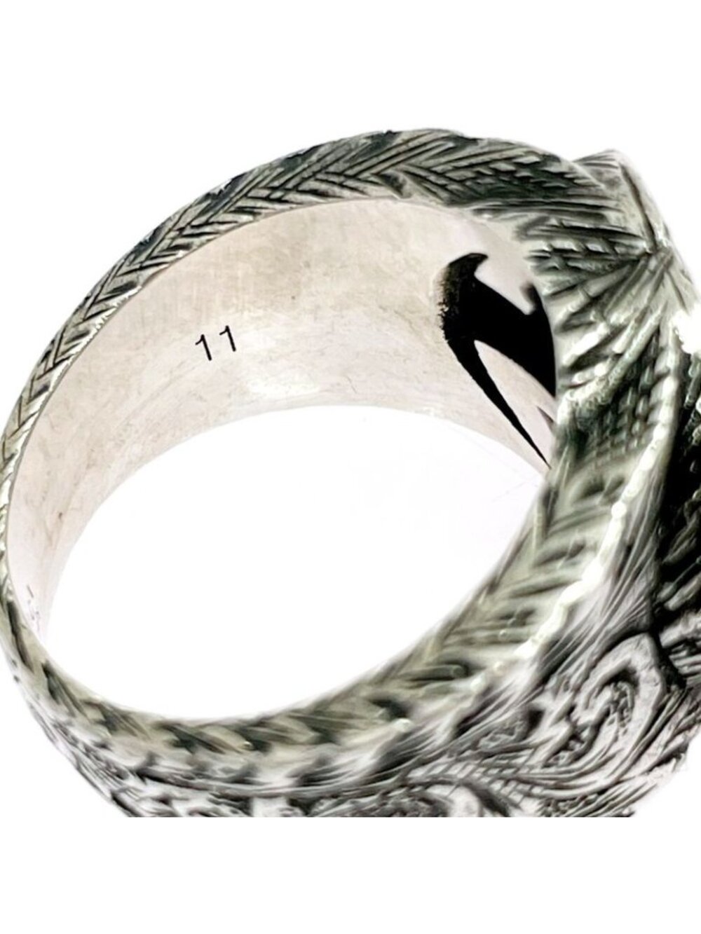 Gucci Silver Arabesque Interlocking Gring 925 Engraved Ring - Picture 8 of 8